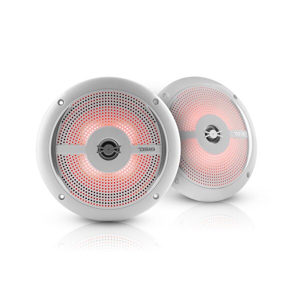 Main product image for DS18 NXL-6SL/WH 6-1/2" Hydro 2-Way Coaxial Marine Speaker Pair with RBG LEDs White294-8094
